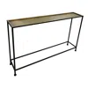 Hivvago Aurelia 48 Inch Console Sofa Table, Artisanal Hammered Antique Bronze Tray Top, Industrial Black Iro In Black