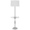 Hivvago Ava 61 Inch Modern Floor Lamp, Glass Tray Table, 1 Usb Port, Glossy, Chrome In Silver