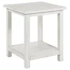 Hivvago Ayne Side End Table, 1 Bottom Shelf, White Wood Frame, Square 20 Inch In White