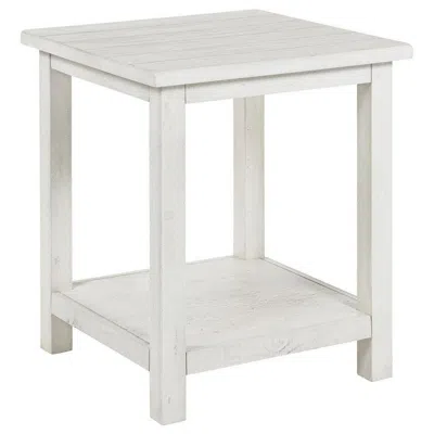 Hivvago Ayne Side End Table, 1 Bottom Shelf, White Wood Frame, Square 20 Inch