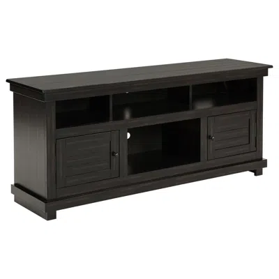 Hivvago Ayne Tv Stand Media Cabinet, 2 Doors And 4 Shelves, Black Wood 60 Inch