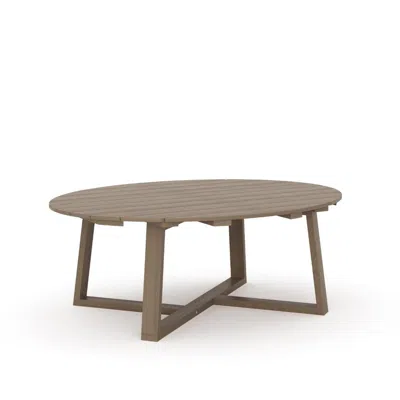 Hivvago Azy Outdoor Coffee Table, 45 Inch Oval Natural Brown Solid Wood Top