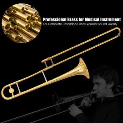 Hivvago B Flat Trombone Golden Brass With Mouthpiece