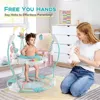 Hivvago Baby Activity Center Height Adjustable Baby Bouncing Saucer With Interactive Toys-blue