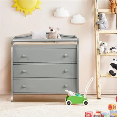 Hivvago Baby Changing Table Infant Diaper With 3 Drawers And Safety Belt-gray