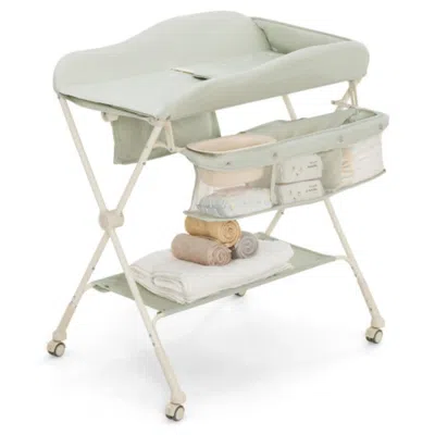 Hivvago Baby Diaper Changing Table With Water Basin Wheel-green In White