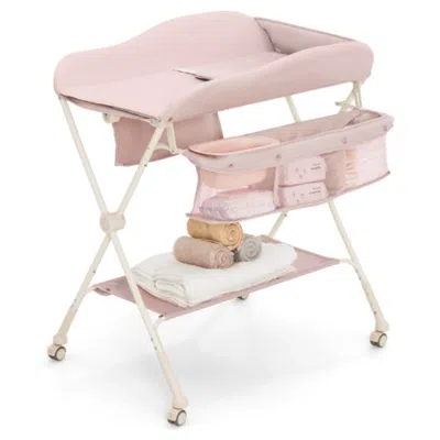 Hivvago Baby Diaper Changing Table With Water Basin Wheel-pink