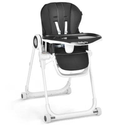 Hivvago Baby High Chair Foldable Feeding Chair With 4 Lockable Wheels-black