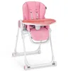 Hivvago Baby High Chair Foldable Feeding Chair With 4 Lockable Wheels-pink