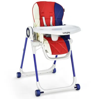 Hivvago Baby High Chair Foldable Feeding Chair With 4 Lockable Wheels-red