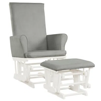 Hivvago Baby Nursery Relax Rocker Rocking Chair Glider And Ottoman Cushion Set-gray