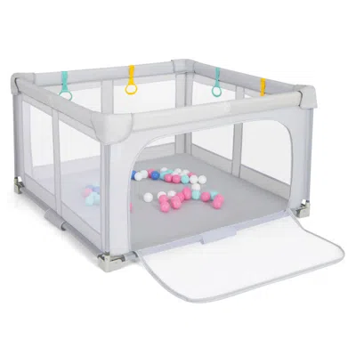 Hivvago Baby Playpen Foldable Toddlers Play Yard With Zipper Gate Small In White