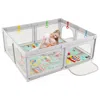 Hivvago Baby Playpen With Mat And Breathable Mesh-gray