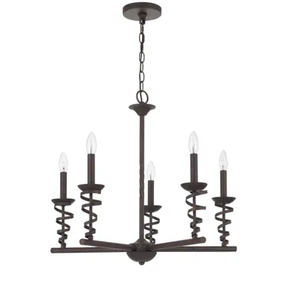 Hivvago Bah 26 Inch Chandelier, Spiral Candelabra W Hanging Chain, Black