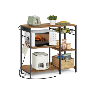 Hivvago Baker's Rack With Charging Station In Brown