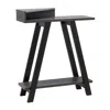 Hivvago Baki 38 Inch Modern Wood Side Console Table, Corner Compartment, Black In Black