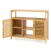 Hivvago Bamboo Bathroom Cabinet With Shelves And Doors