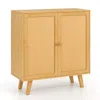 Hivvago Bamboo Buffet Storage Cabinet With Pe Rattan Doors And Freestanding Kitchen Cupboard-natural