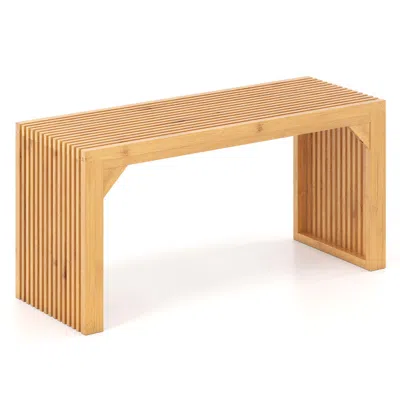 Hivvago Bamboo Dining Bench Long Entryway Bench Indoor Outdoor Solid Wood Bench-natural In Brown
