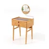 Hivvago Bamboo Makeup Vanity Table With Mirror With 2 Storage Drawers