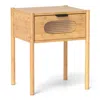 Hivvago Bamboo Nightstand Square Tall End Table With Decorated Drawer-natural