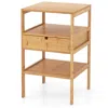 Hivvago Bamboo Nightstand With Storage Drawer And Slatted Shelf