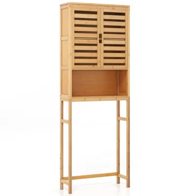 Hivvago Bamboo Over The Toilet Storage Cabinet Bathroom With Adjustable Shelf-natural In Brown