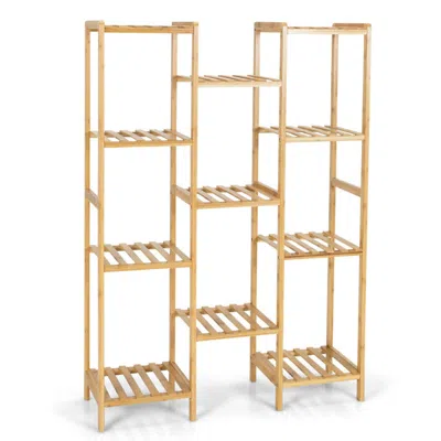 Hivvago Bamboo Plant Stand For Living Room Balcony Garden In Brown