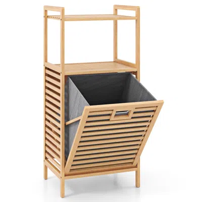 Hivvago Bamboo Tilt Out Laundry Hamper With Foldable And Removable Basket - Natural In Neutral