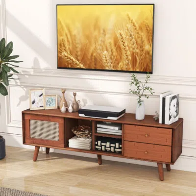 Hivvago Bamboo Tv Stand For Tv Up To 65 Inch-brown
