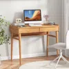 Hivvago Bamboo Writing Desk With 2 Storage Drawers And Open Shelf-natural