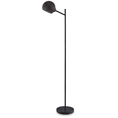 Hivvago Bane 63 Inch Floor Lamp, Retro Smokey Black Glass Shade, Round Metal Base