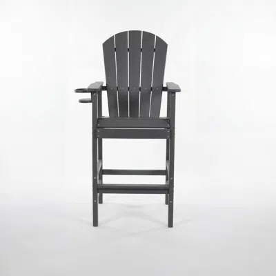 Hivvago Bar Height Adirondack Chair With Cup Holder In Gray