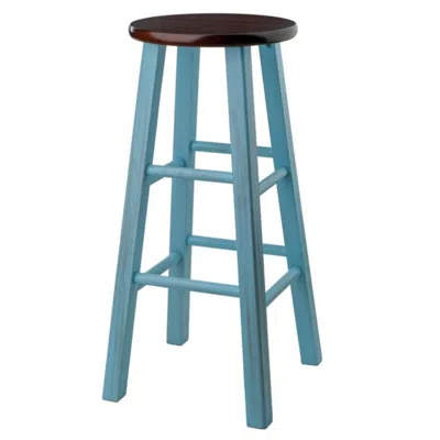 Hivvago Bar Stool Rustic Light Blue And Walnut In Brown