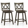 Hivvago Bar Stool Set Of 2 - Wooden Bar Chairs With Durable Rubber Wood Frames And Footrest 24 Inches In Brown