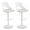 Hivvago Bar Stools Set Of 2 With Enlarged Pu Leather Seat And Footrest In White