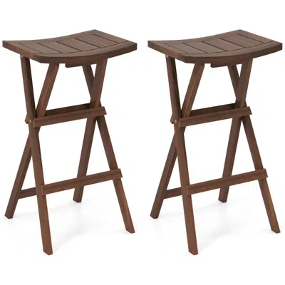 Hivvago Bar Stools Set Of 2 With Saddle Seat And Footrest For Kitchen Island And Balcony