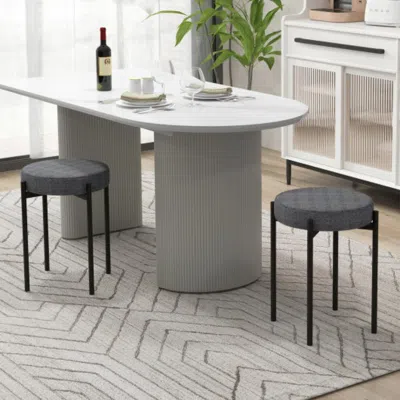 Hivvago Bar Stools Set Of 4 Upholstered Kitchen Stools With Foot Pads-dark Gray
