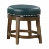Hivvago Bara 20 Inch Swivel Dining Stool, Green Round Faux Leather, Set Of 2 In Multi