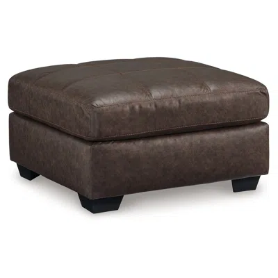 Hivvago Barl Oversized Ottoman, Plush Dark Brown Faux Leather Cushion, 36 Inch
