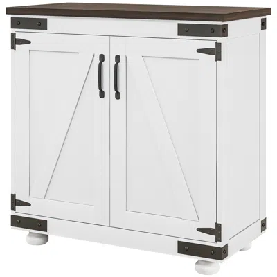 Hivvago Barn Door Kitchen Sideboard With Storage In White