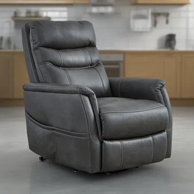 Hivvago Barrett Power Lift Recliner Chair, Dark Gray Faux Leather, Pillow Back