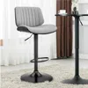 Hivvago Barstool With Channel Tufted Leatherette Seat, Gray And Black In Gray