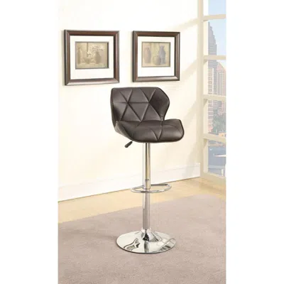 Hivvago Barstool With Gaslight In Tufted Leather Dark Brown Set Of 2