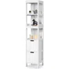 Hivvago Bathroom Cabinet Tower With 2 Storage Drawers And 3 Shelves In White Wood Finish In White