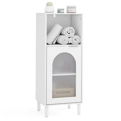 Hivvago Bathroom Floor Cabinet Wood Side Storage Organizer With Adjustable Shelf
