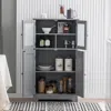 Hivvago Bathroom Floor Storage Locker Kitchen Cabinet With Doors And Adjustable Shelf-gray