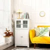 Hivvago Bathroom Floor Storage Locker Kitchen Cabinet With Doors And Adjustable Shelf-white