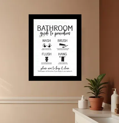 Hivvago Bathroom Guide Black Framed Print Bathroom Wall Art In White