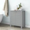 Hivvago Bathroom Linen Cabinet With Storage Shelf In Grey Wood Finish In Gray